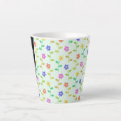 Kleurrijke bloemen, lichtgroene achtergrond, zwart latte mok (Voorkant)