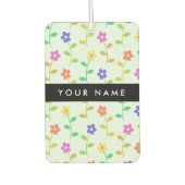 Kleurrijke bloemen, lichtgroene achtergrond, zwart luchtverfrisser (Voorkant)