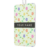 Kleurrijke bloemen, lichtgroene achtergrond, zwart luchtverfrisser (Links)