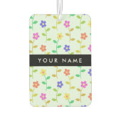 Kleurrijke bloemen, lichtgroene achtergrond, zwart luchtverfrisser (Achterkant)