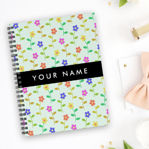 Kleurrijke Bloemen, Lichtgroene Achtergrond, Zwart Planner