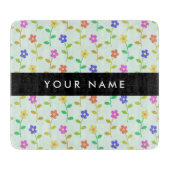 Kleurrijke bloemen, lichtgroene achtergrond, zwart snijplank (Voorkant)