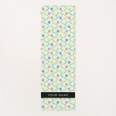 Kleurrijke bloemen, lichtgroene achtergrond, zwart yogamat (Voorkant)