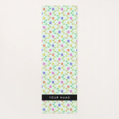 Kleurrijke bloemen, lichtgroene achtergrond, zwart yogamat (Achterkant)