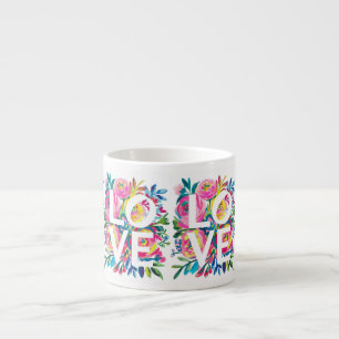Kleurrijke Bloemen LIEFDE Waterverf Bloemen Mok –