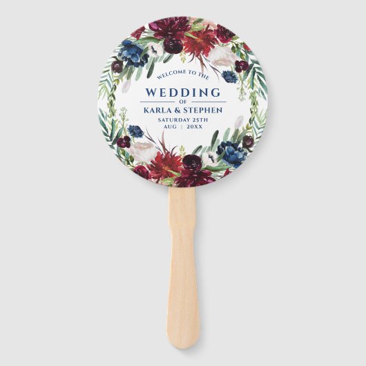 Kleurrijke bloemen lijst bruiloft handwaaier (Voorkant)