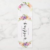 Kleurrijke bloemen lijst Trouwtypografie Flessenhanger (Voorkant)