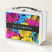 Kleurrijke bloemen, madeliefjes, boho, Jouw naam (Voorkant)