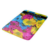 Kleurrijke bloemen, madeliefjes, boho, Jouw naam Badmat (Gekanteld)