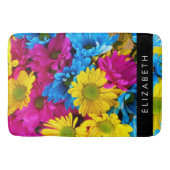 Kleurrijke bloemen, madeliefjes, boho, Jouw naam Badmat (Voorkant)