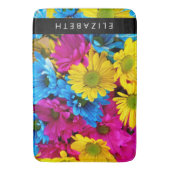 Kleurrijke bloemen, madeliefjes, boho, Jouw naam Badmat (Voorkant Verticaal)