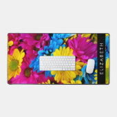Kleurrijke bloemen, madeliefjes, boho, Jouw naam Bureaumat (Keyboard & Muis)