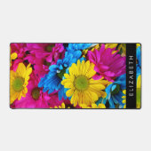 Kleurrijke bloemen, madeliefjes, boho, Jouw naam Bureaumat (Voorkant)