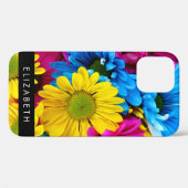 Kleurrijke bloemen, madeliefjes, boho, Jouw naam Case-Mate iPhone Case (Achterkant (horizontaal))