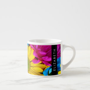 Kleurrijke bloemen, madeliefjes, boho, Jouw naam Espresso Kop