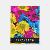 Kleurrijke bloemen, madeliefjes, boho, Jouw naam Fleece Deken (Voorkant)