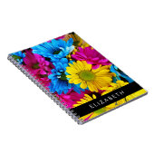 Kleurrijke bloemen, madeliefjes, boho, Jouw naam Notitieboek (Rechterzijde)