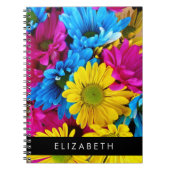 Kleurrijke bloemen, madeliefjes, boho, Jouw naam Notitieboek (Voorkant)