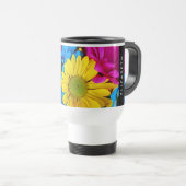 Kleurrijke bloemen, madeliefjes, boho, Jouw naam Reisbeker (Voorkant rechts)