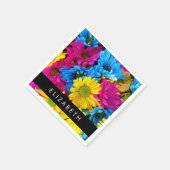 Kleurrijke bloemen, madeliefjes, boho, Jouw naam Servet (Hoek)