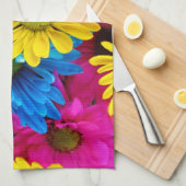 Kleurrijke bloemen, madeliefjes, boho, Jouw naam Theedoek (Quarter Fold)