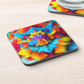 Kleurrijke Bloemen Mandala Design-56756 Bier Onderzetter (Linkerzijde)