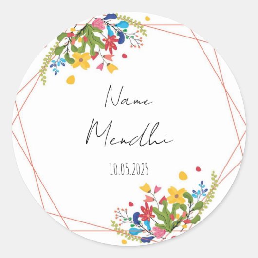 Kleurrijke bloemen Mendhi voorkeur stickers (Voorkant)