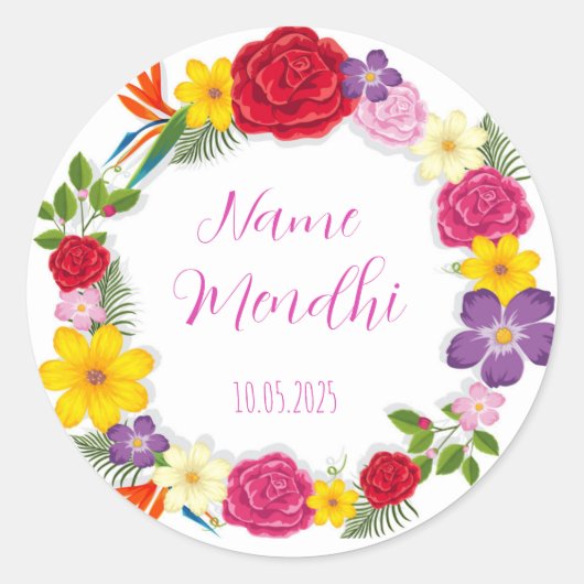 Kleurrijke bloemen Mendhi voorkeur stickers (Voorkant)