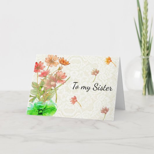 Kleurrijke bloemen met Green Bow Moederdag Feestdagen Kaart (Voorkant)