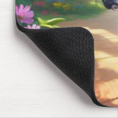 Kleurrijke Bloemen met Kat op Fiets Muismat (Hoek)