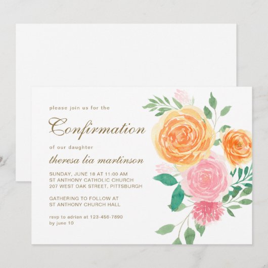 Kleurrijke Bloemen met Kruis Bevestiging Kaart (Voorkant / Achterkant)