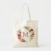 Kleurrijke bloemen met monogram tote bag (Voorkant)