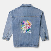 Kleurrijke bloemen met naam denim jacket (Achterkant)