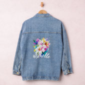 Kleurrijke bloemen met naam denim jacket (Hangar)