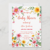 Kleurrijke Bloemen met Roze en Geel Baby shower Kaart (Voorkant)