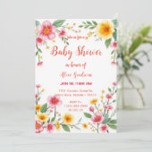 Kleurrijke Bloemen met Roze en Geel Baby shower Kaart (Staand voorkant)