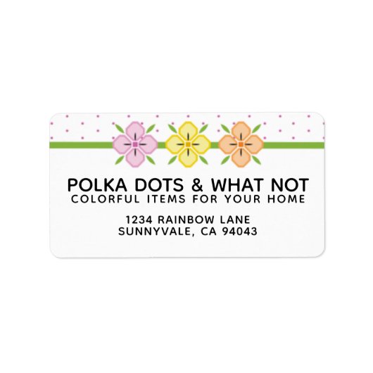 Kleurrijke bloemen met roze pokadots etiket (Voorkant)