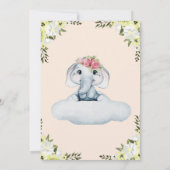 Kleurrijke bloemen met schattig olifant party kaart (Achterkant)