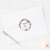 Kleurrijke bloemen met vlinder dank je wel ronde sticker (Envelop)