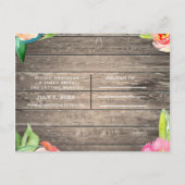 Kleurrijke bloemen Moderne houtskant Opslagdatum Aankondigingskaart (Achterkant)