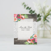 Kleurrijke bloemen Moderne houtskant Opslagdatum Aankondigingskaart (Staand voorkant)