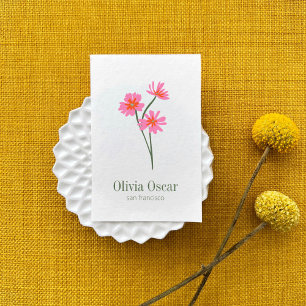 Kleurrijke Bloemen Moderne Roze Bloem Illustratie Visitekaartje