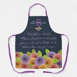 Kleurrijke Bloemen Moeder Citaat Een Monogram Op N Schort