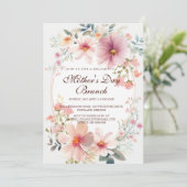 Kleurrijke Bloemen Moederdag Brunch Uitnodiging (Staand voorkant)
