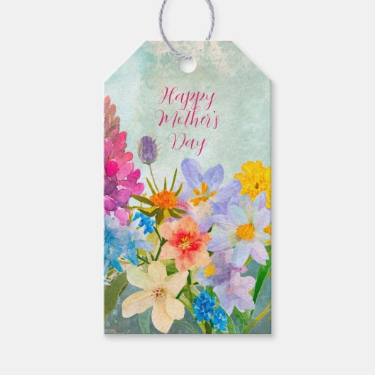 Kleurrijke  Bloemen Moederdag Cadeaulabel (Voorkant)