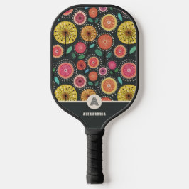 Kleurrijke Bloemen Monogram Pickleball Paddle