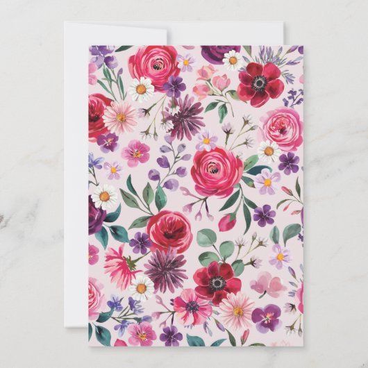 Kleurrijke Bloemen Monogrammed Wedding Kaart (Achterkant)