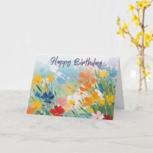 Kleurrijke Bloemen Mooie Bloemige Verjaardag Kaart