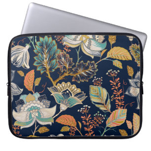Kleurrijke bloemen: naadloze achtergrond laptop sleeve