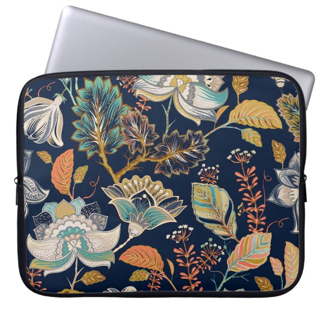 Kleurrijke bloemen: naadloze achtergrond laptop sleeve (Voorkant)